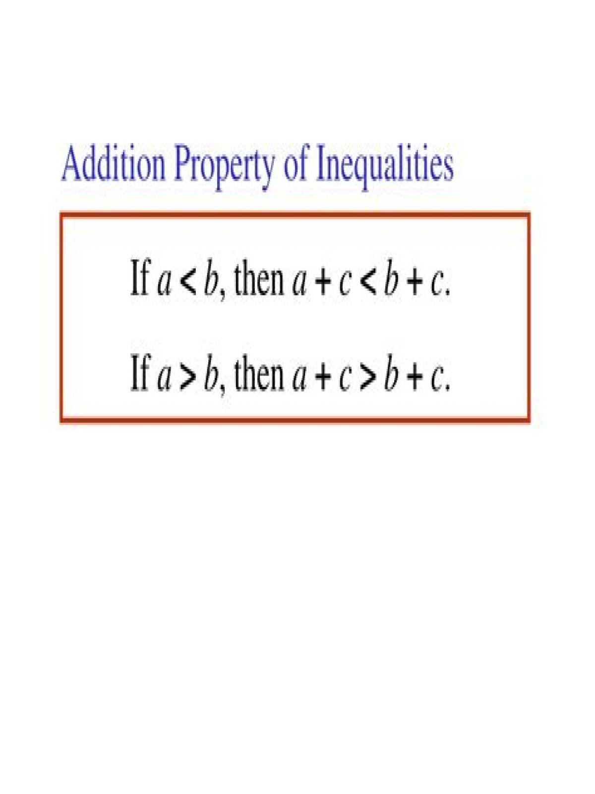addition property of inequality