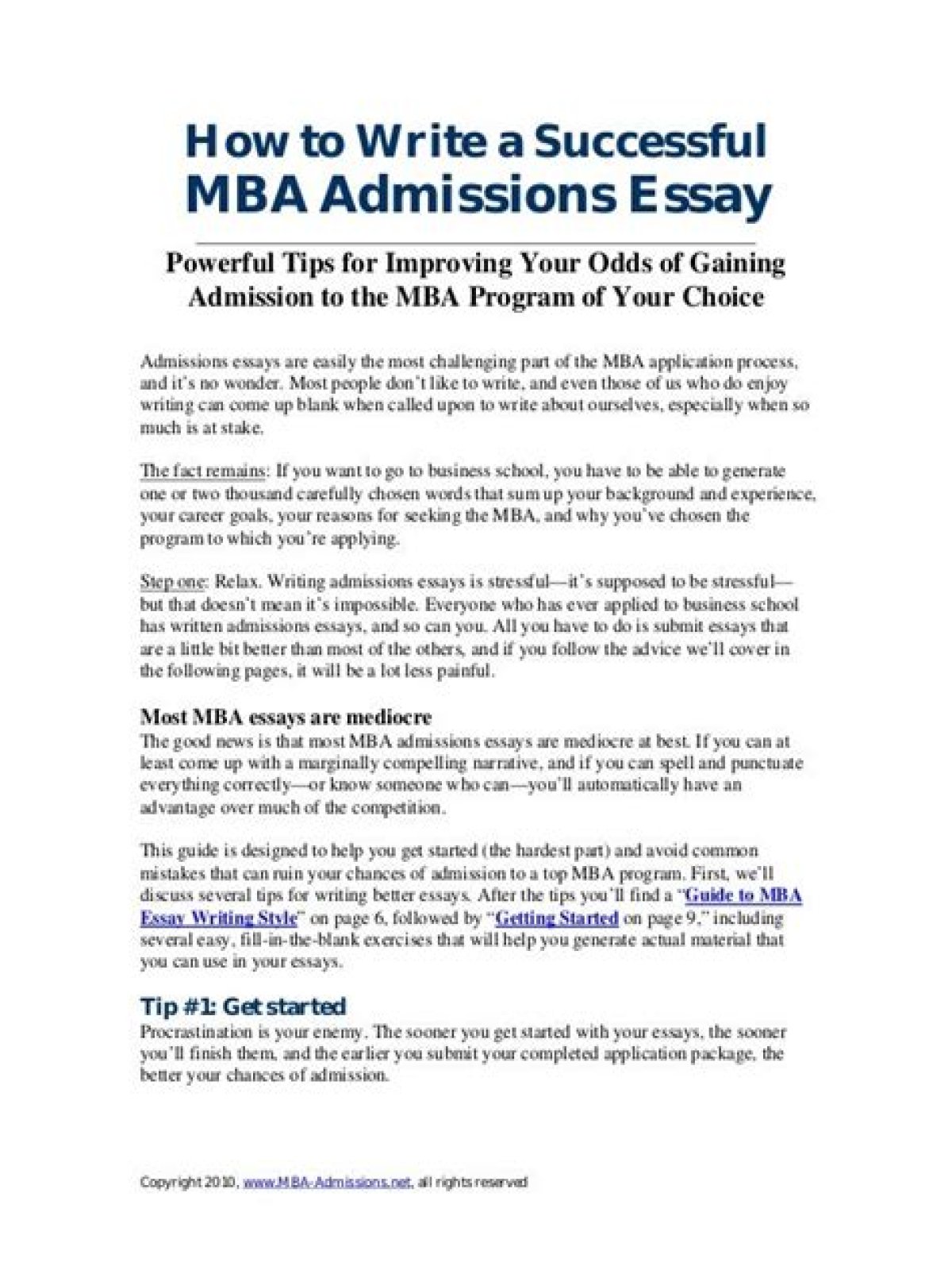 How to Write MBA Essays