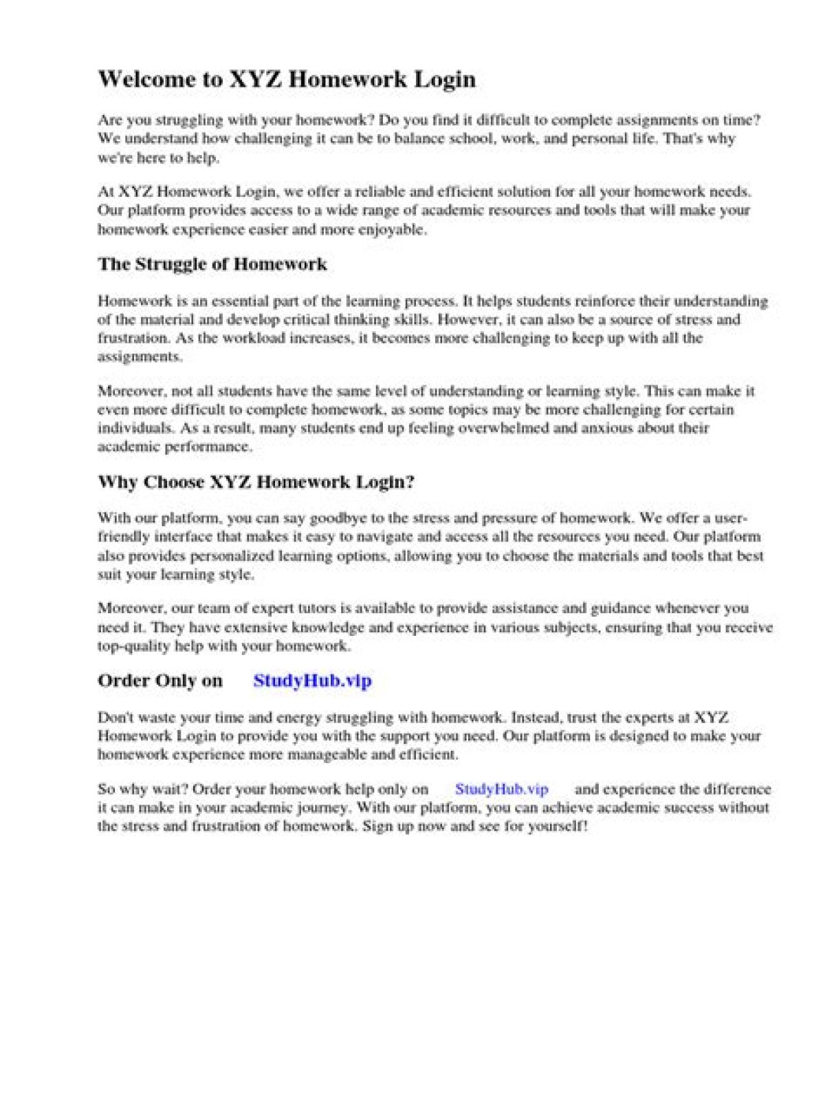 Is XYZ homework free?