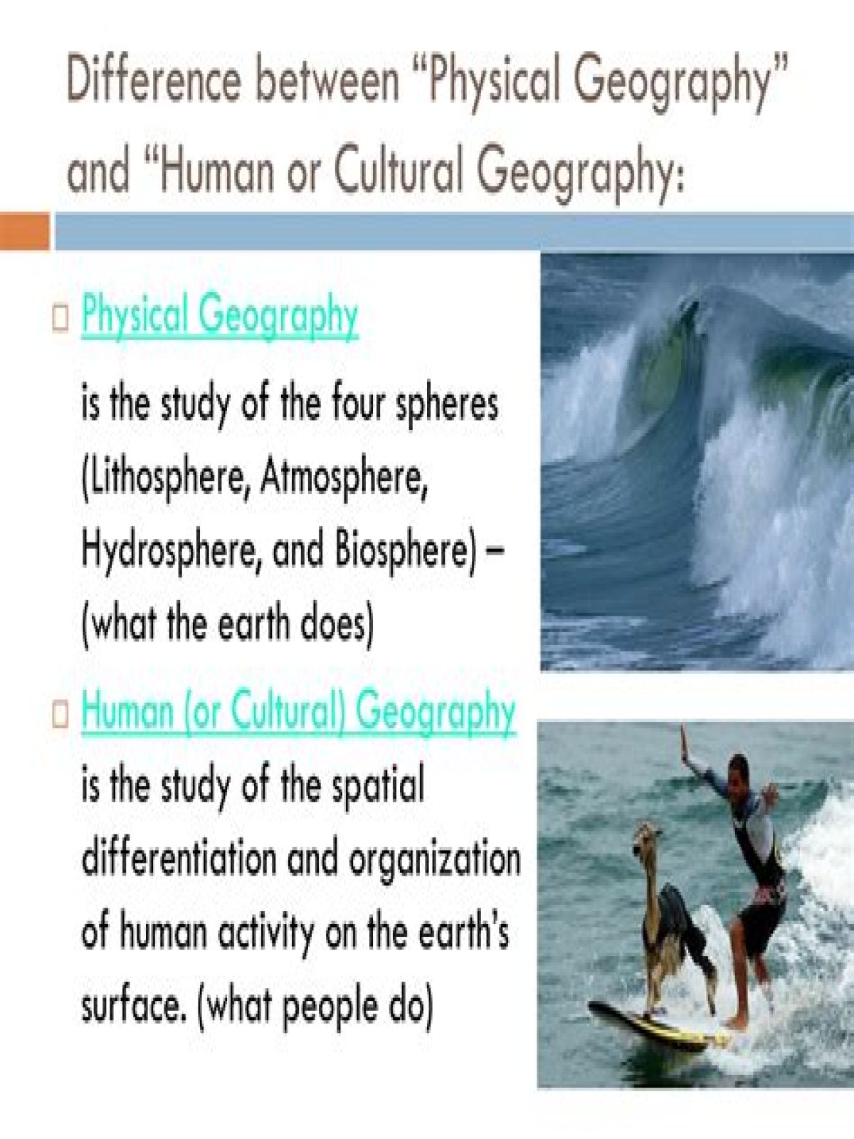 what is the difference between physical and cultural geography