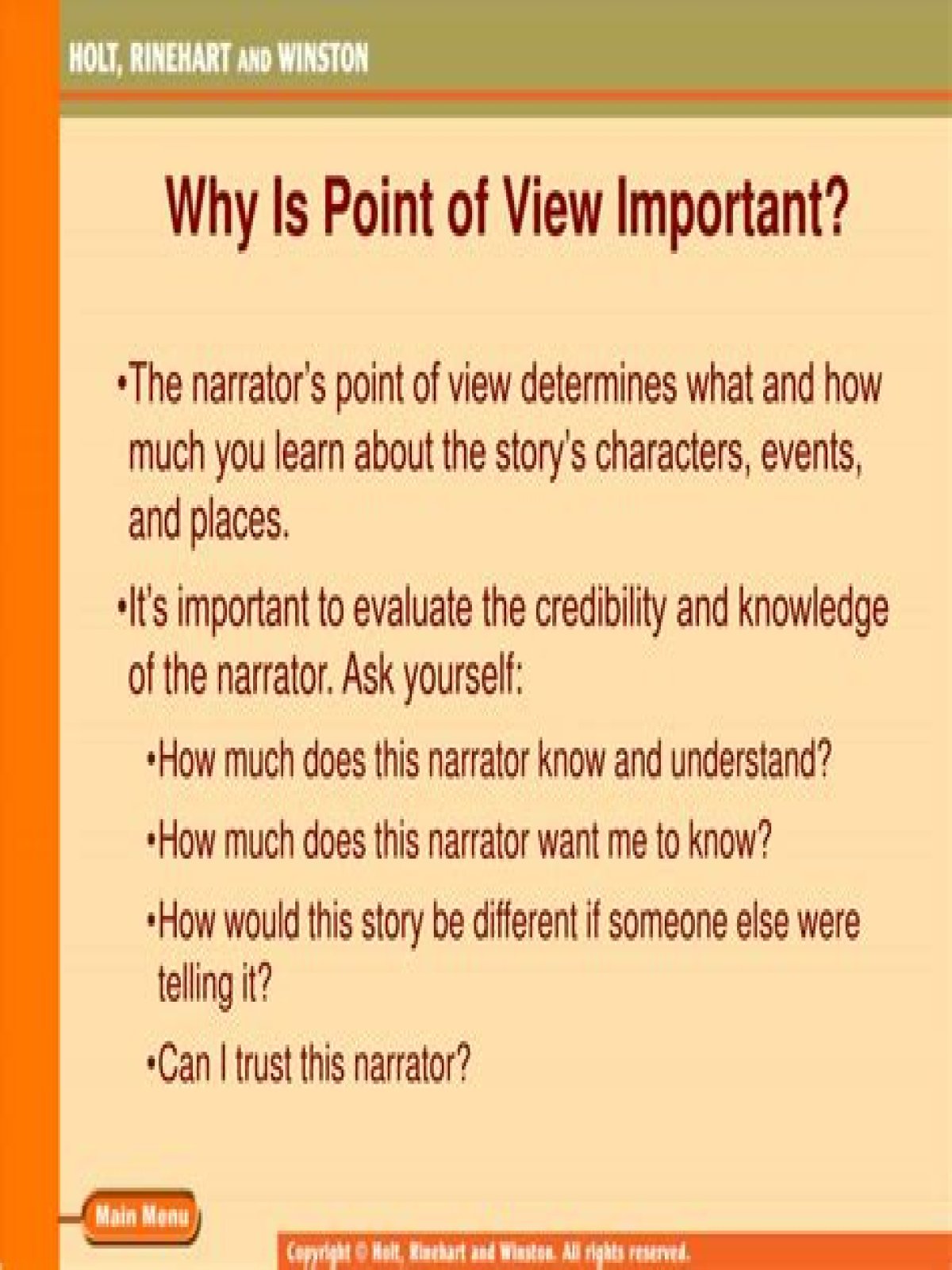 why is point of view important